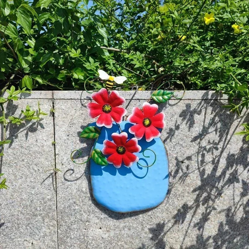 Mira Outdoor Metal Flower Wall Vase – Durable Iron Decor for Patios 0