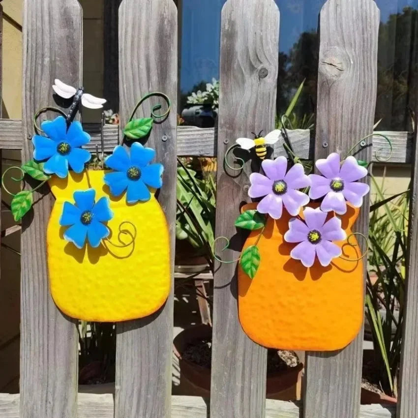Mira Outdoor Metal Flower Wall Vase – Durable Iron Decor for Patios 2