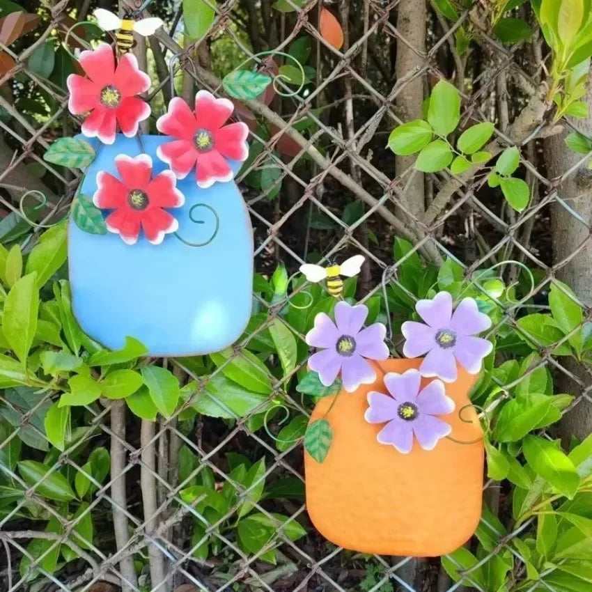 Mira Outdoor Metal Flower Wall Vase – Durable Iron Decor for Patios 3