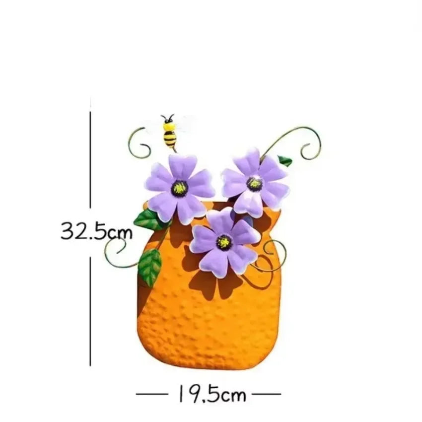 Mira Outdoor Metal Flower Wall Vase – Durable Iron Decor for Patios 6