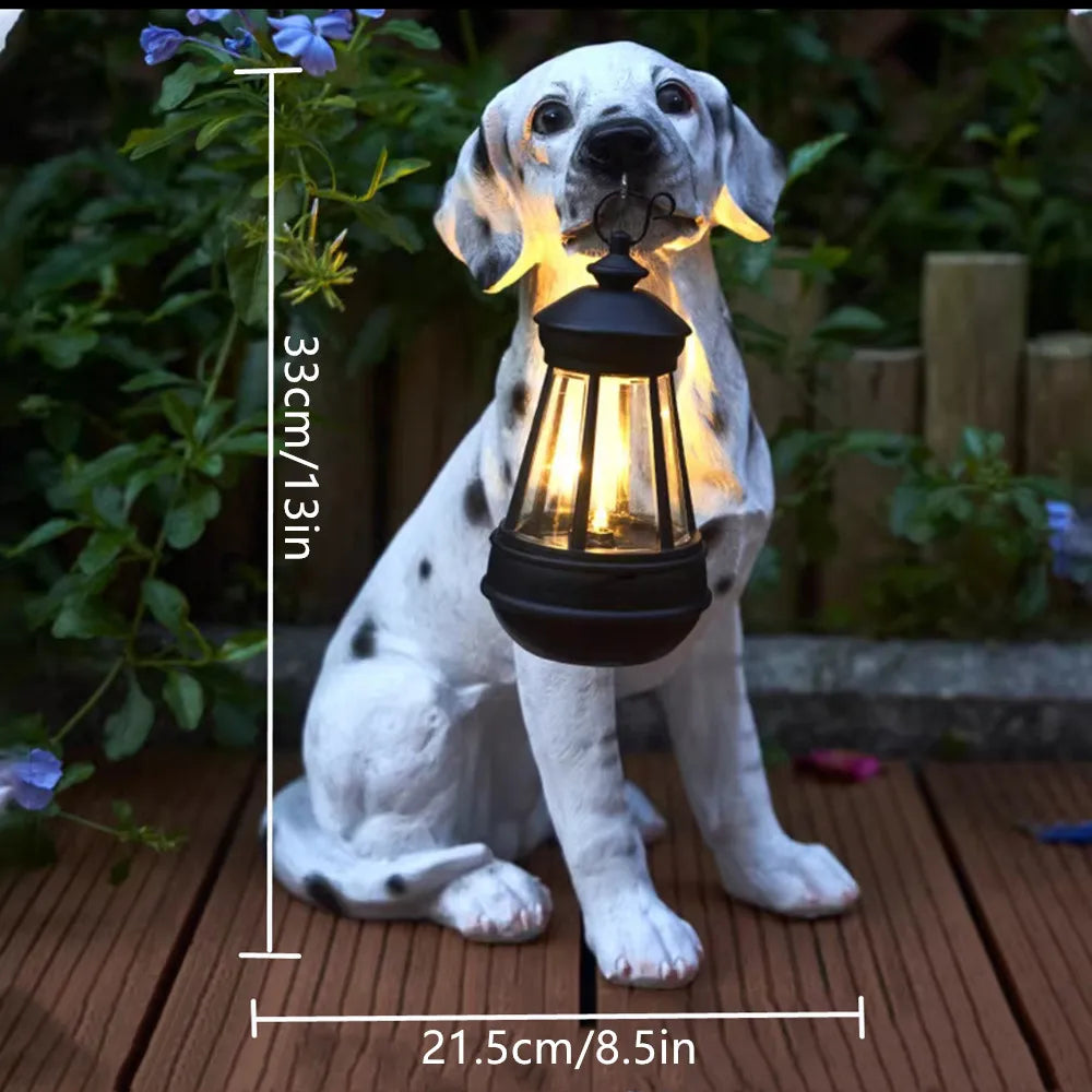 Pavo Outdoor Resin Puppy Statue – Solar Garden Ornament for Charming Patio Decor 2