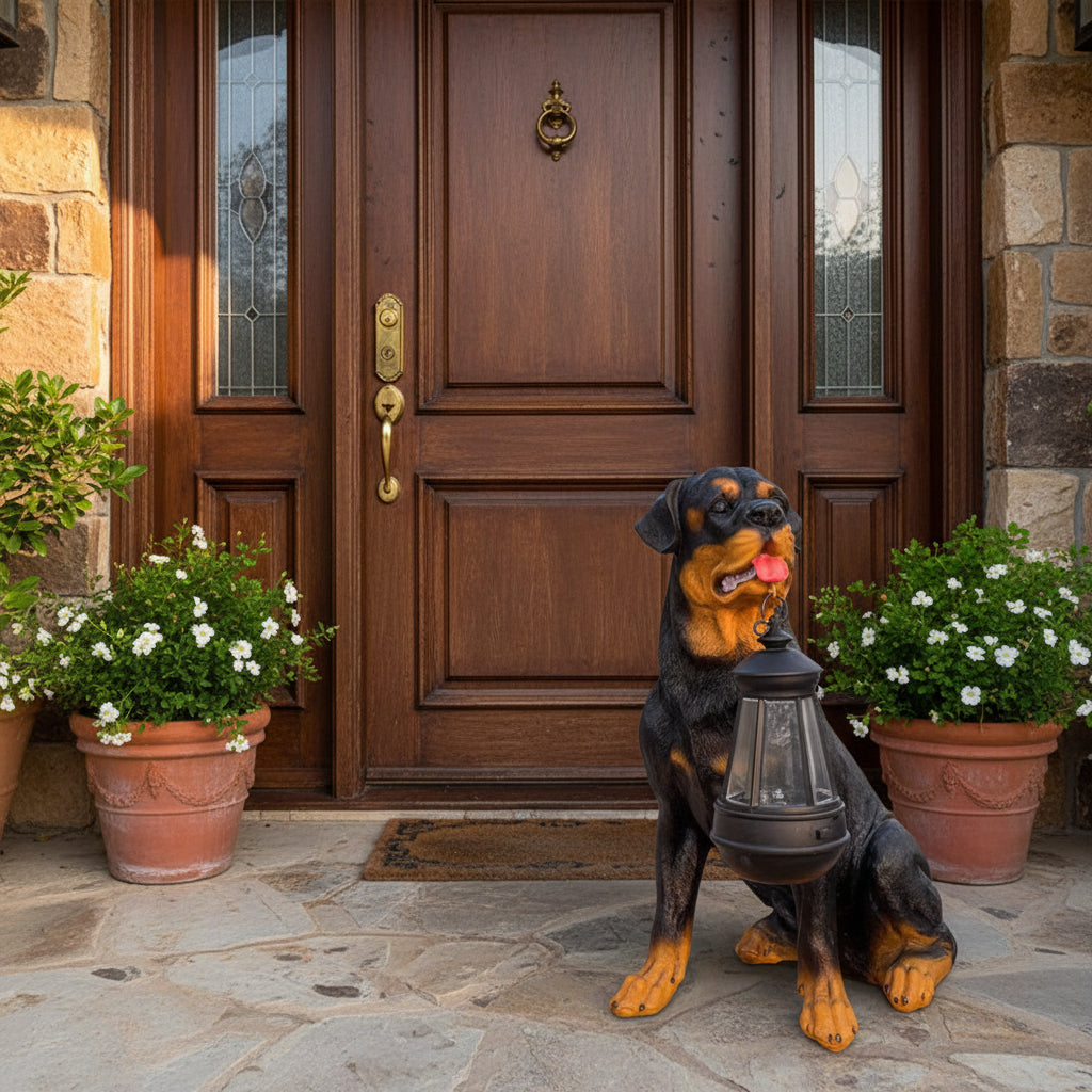 Pavo Outdoor Resin Puppy Statue – Solar Garden Ornament for Charming Patio Decor 4