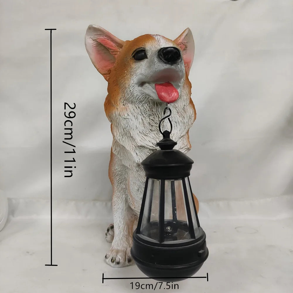 Pavo Outdoor Resin Puppy Statue – Solar Garden Ornament for Charming Patio Decor 6