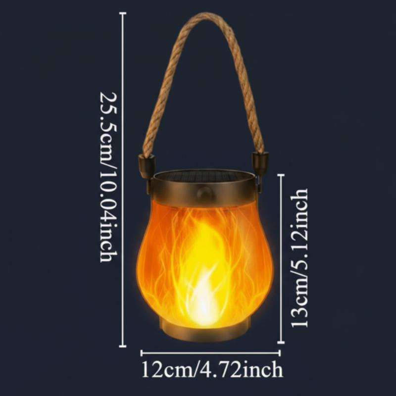 FlameAura Solar Lantern – USB Rechargeable Waterproof Outdoor Garden Light