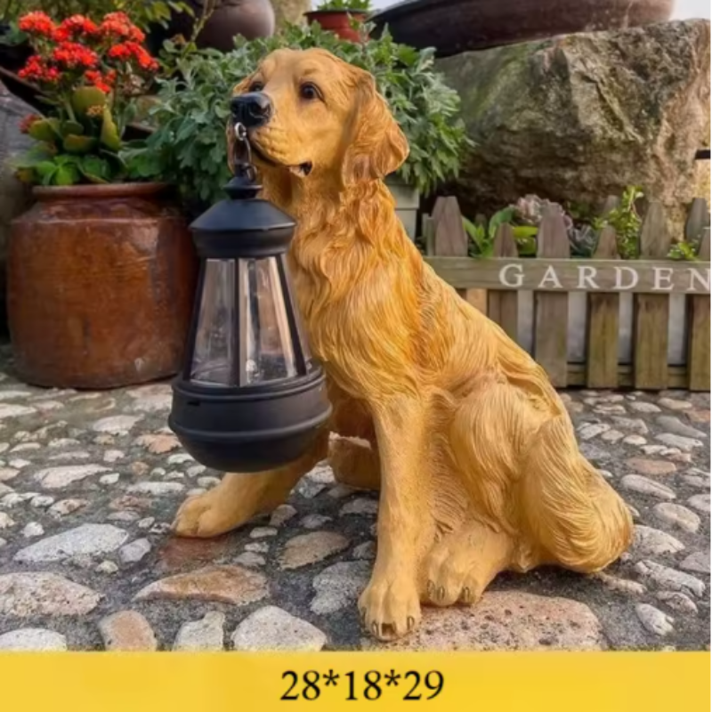 Canovia Outdoor Solar Puppy Statue for Charming Garden Décor
