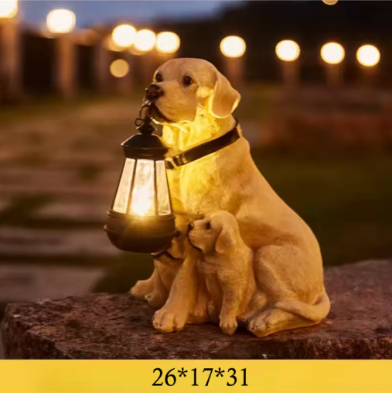Canovia Outdoor Solar Puppy Statue for Charming Garden Décor