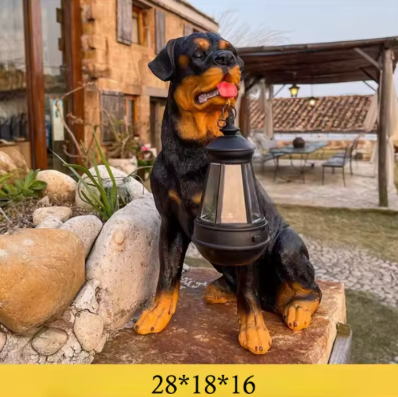 Canovia Outdoor Solar Puppy Statue for Charming Garden Décor