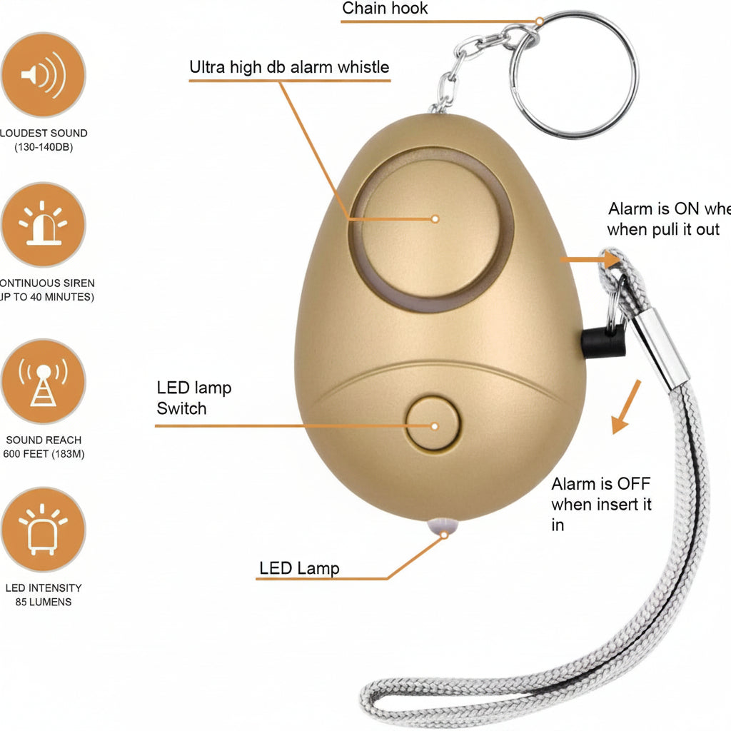 SonicGuard Personal Safety Alarm Device – 140dB Loud Siren for Emergency Protection 2