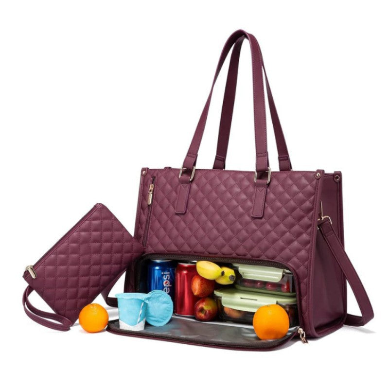 Travo Women's Quilted Laptop Bag – Insulated Lunch Compartment For Daily Use 1