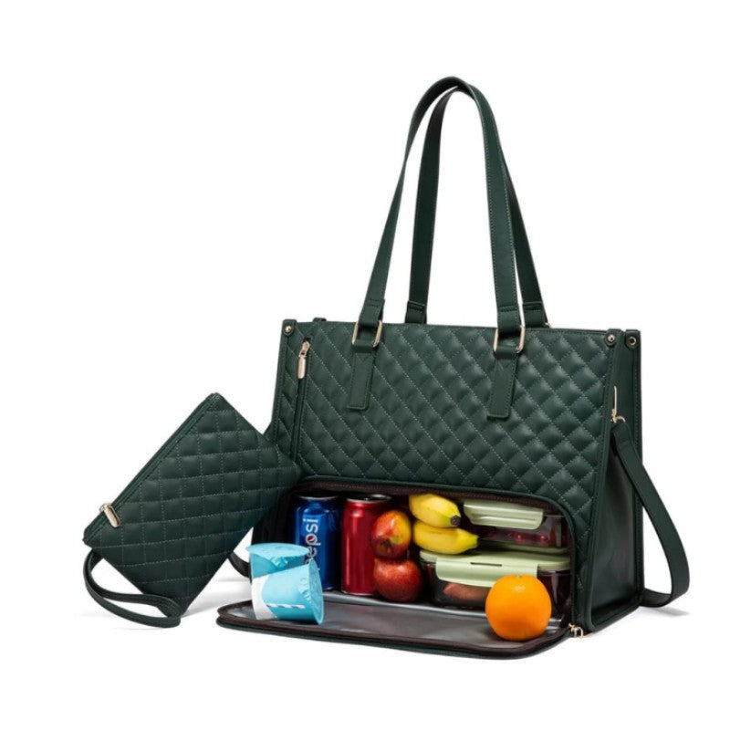 Travo Women's Quilted Laptop Bag – Insulated Lunch Compartment For Daily Use 2