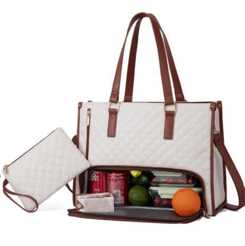 Travo Women's Quilted Laptop Bag – Insulated Lunch Compartment For Daily Use 4