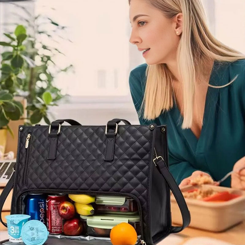 Travo Women's Quilted Laptop Bag – Insulated Lunch Compartment For Daily Use 7