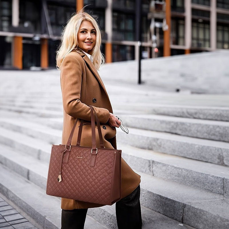 Travo Women's Quilted Laptop Bag – Insulated Lunch Compartment For Daily Use 8