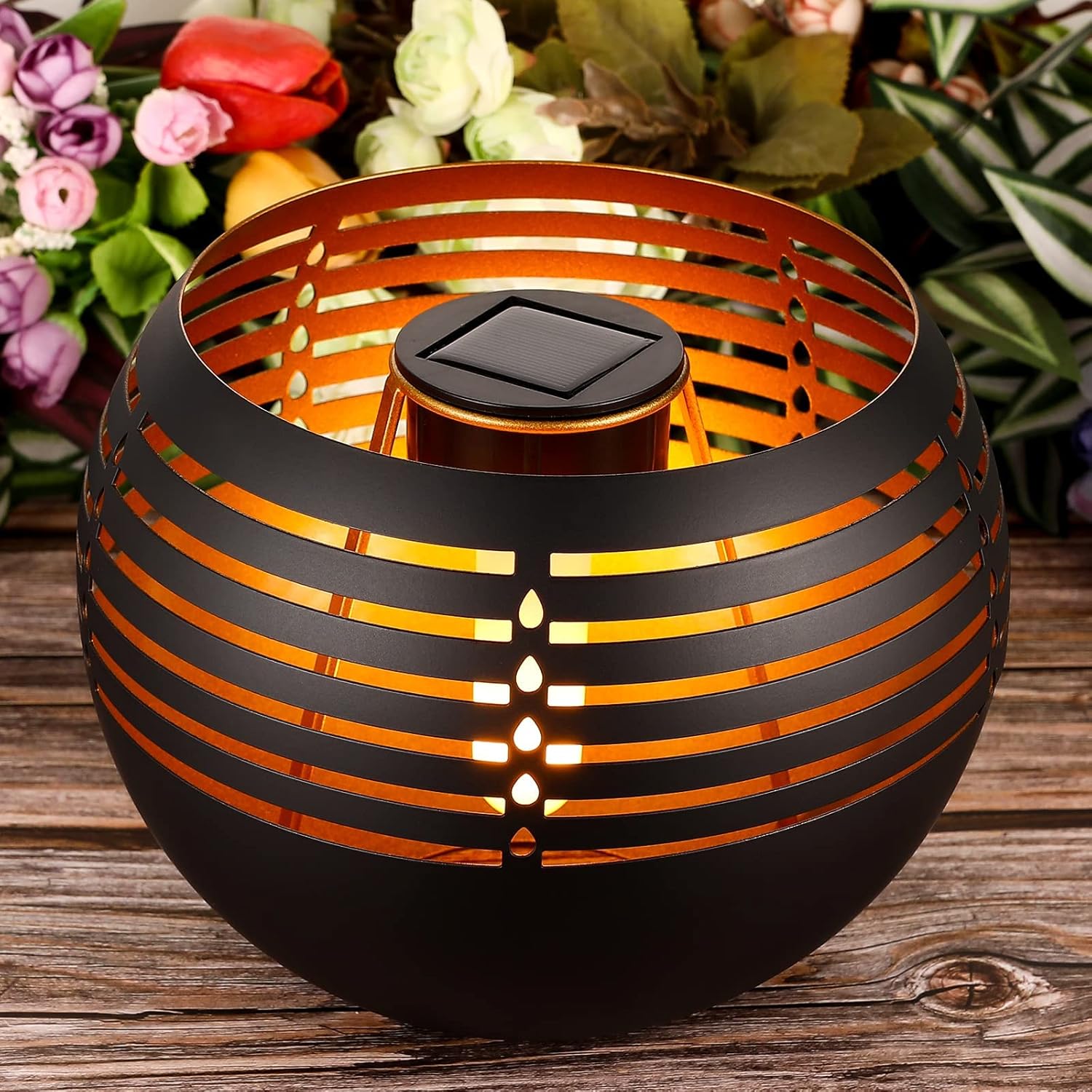 Waverly Outdoor Solar Lantern – Weatherproof Metal LED with Flickering Flame Effect 0