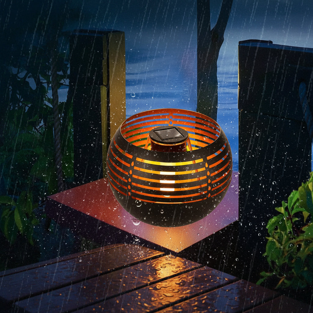 Waverly Outdoor Solar Lantern – Weatherproof Metal LED with Flickering Flame Effect 3