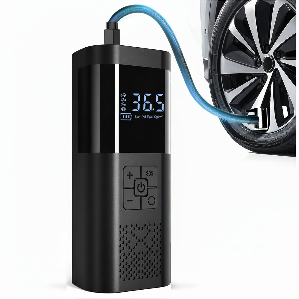 AeroMax Portable Air Compressor – LCD Display and LED Light for Easy Tire Inflation 0