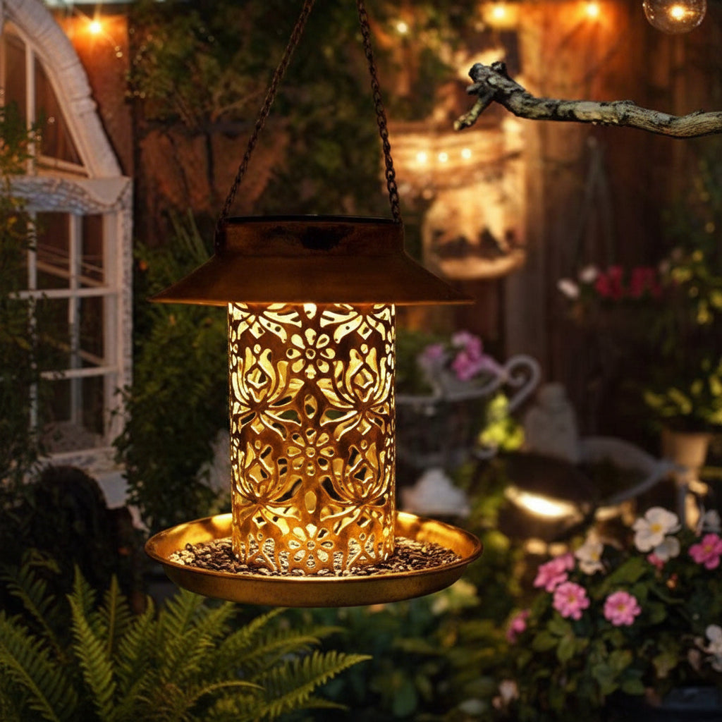 Breeze Outdoor Bird Feeder with Solar Night Light – Weather-Resistant Cage Design for Garden Use 1