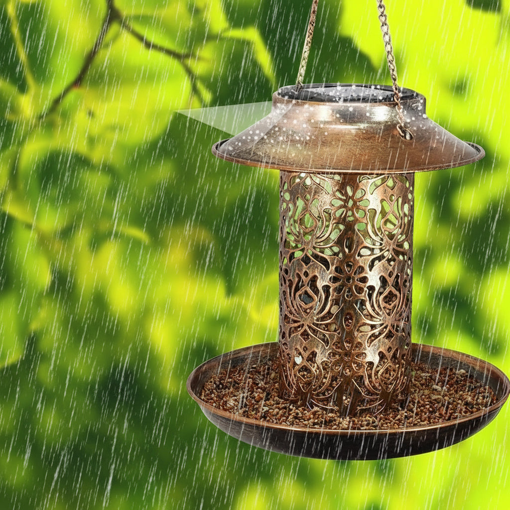 Breeze Outdoor Bird Feeder with Solar Night Light – Weather-Resistant Cage Design for Garden Use 5