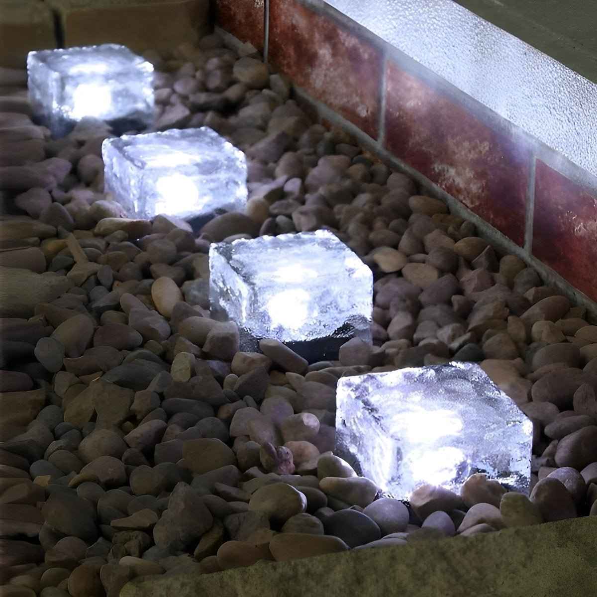 Frostiva Outdoor Solar Garden Lights – Unique Ice Cube Design for Pathway Illumination 4