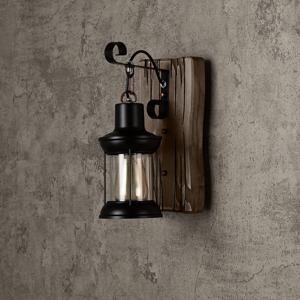 Indigo Industrial Wall Sconce – Clear Glass Shade for Rustic Indoor Lighting 1