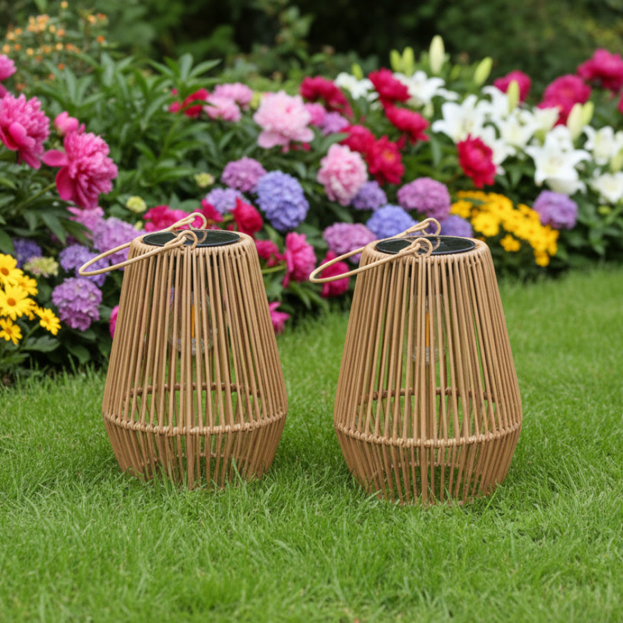 Marlo Outdoor Solar Lantern – Rattan Design Solar Powered Light for Patios 1