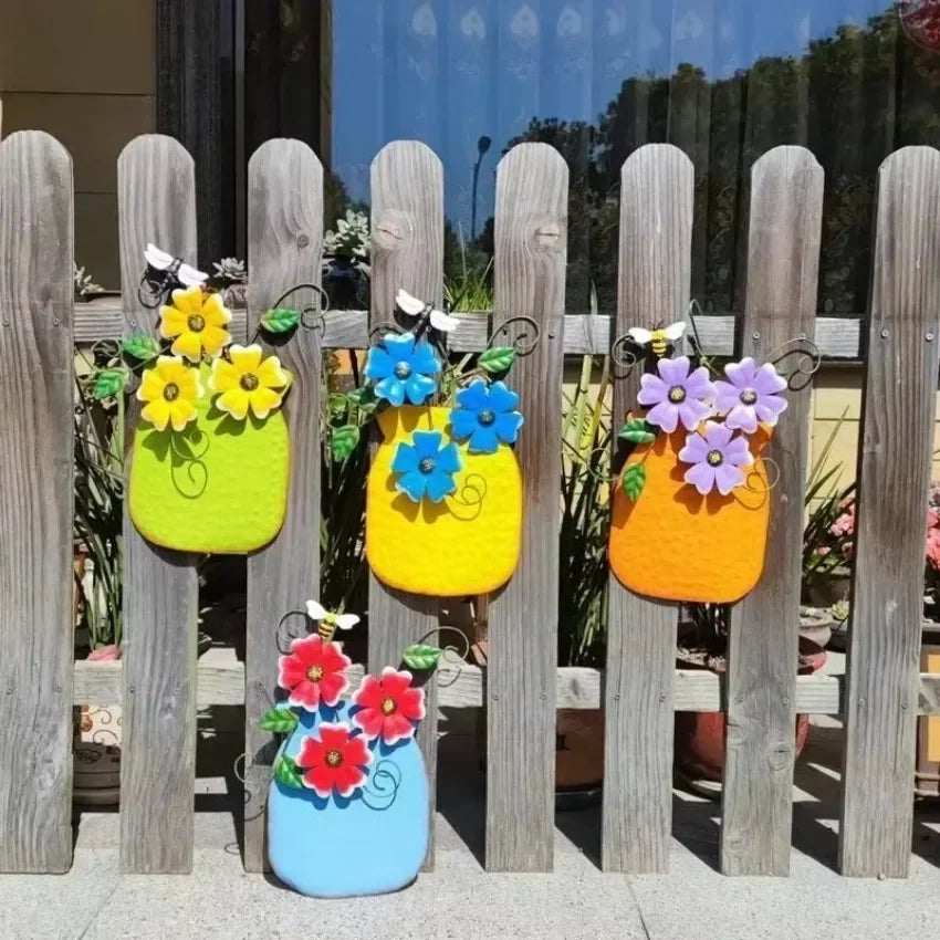Mira Outdoor Metal Flower Wall Vase – Durable Iron Decor for Patios 5