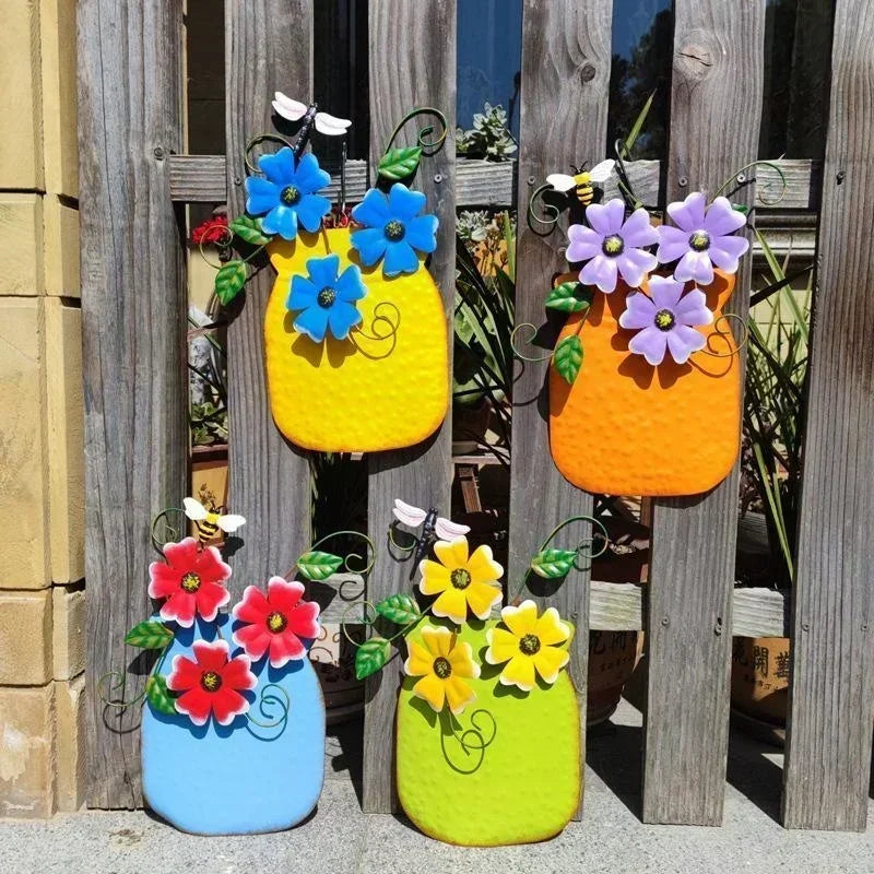 Mira Outdoor Metal Flower Wall Vase – Durable Iron Decor for Patios 8