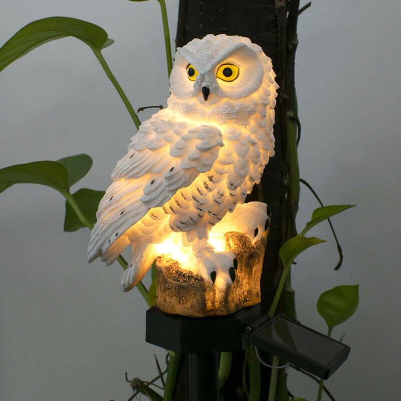 Owluxe Outdoor Solar Garden Light – Unique Owl Design with Warm Glow Illumination 0