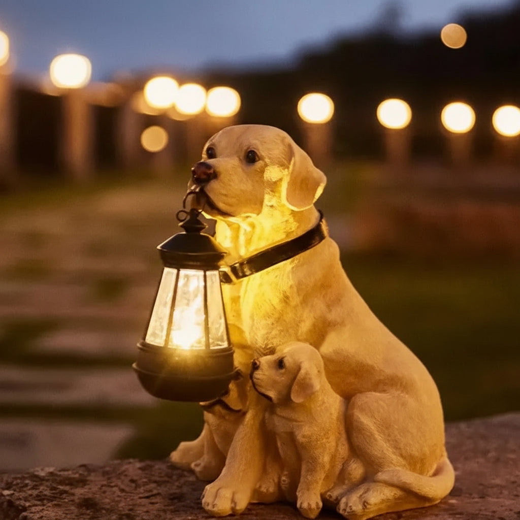Pavo Outdoor Resin Puppy Statue – Solar Garden Ornament for Charming Patio Decor 3