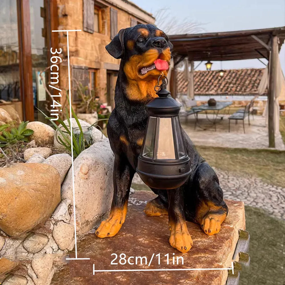 Pavo Outdoor Resin Puppy Statue – Solar Garden Ornament for Charming Patio Decor 4