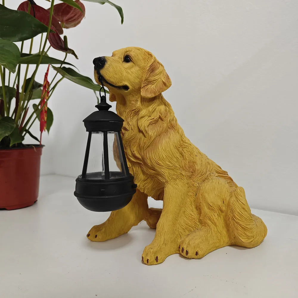 Pavo Outdoor Resin Puppy Statue – Solar Garden Ornament for Charming Patio Decor 5