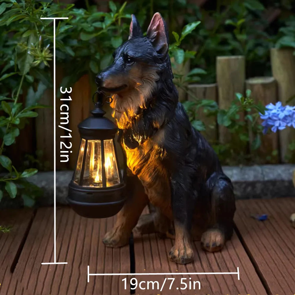 Pavo Outdoor Resin Puppy Statue – Solar Garden Ornament for Charming Patio Decor 7