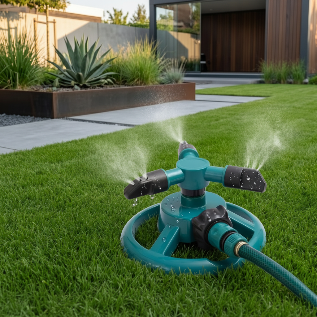 Raven Garden Lawn Sprinkler – 360-Degree Rotation for Even Water Coverage 1