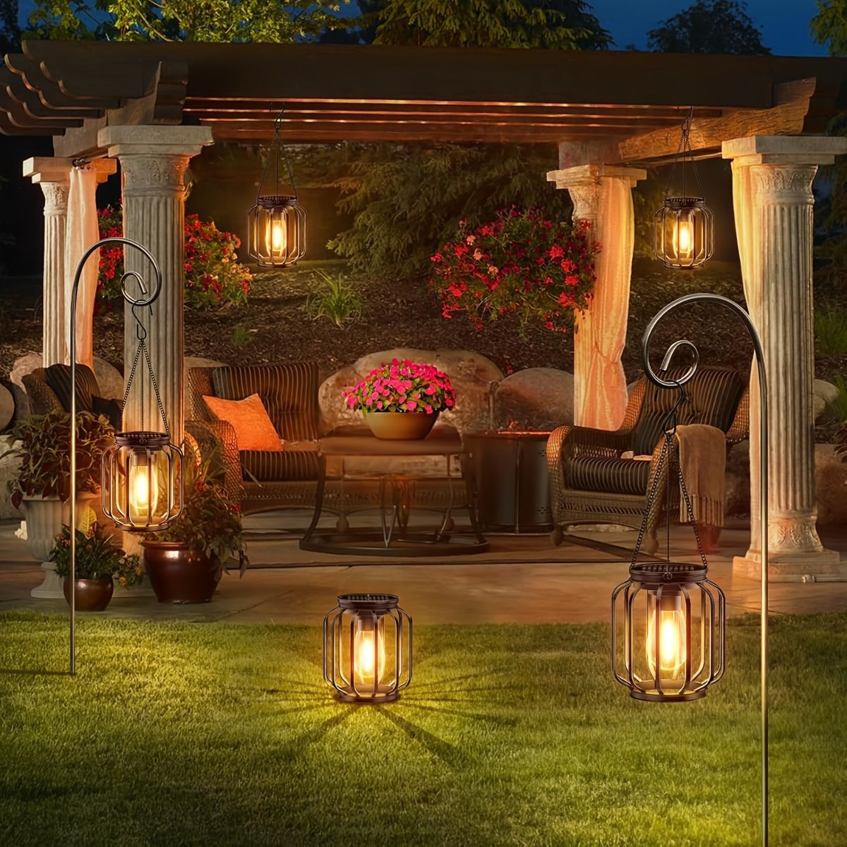 Solara Outdoor Solar Lanterns 2-Pack – Durable Metal Frame for Eco-Friendly Garden Lighting 1