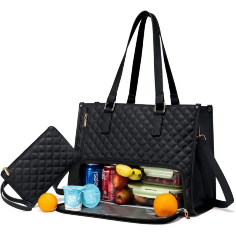 Travo Women's Quilted Laptop Bag – Insulated Lunch Compartment For Daily Use 0