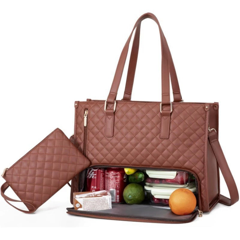 Travo Women's Quilted Laptop Bag – Insulated Lunch Compartment For Daily Use 3