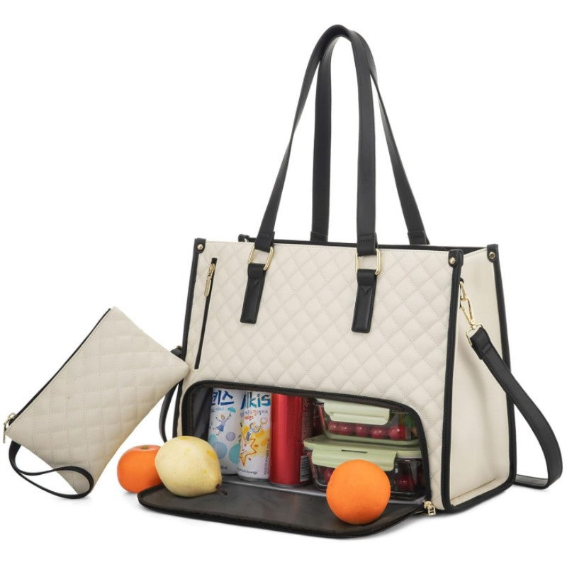 Travo Women's Quilted Laptop Bag – Insulated Lunch Compartment For Daily Use 6